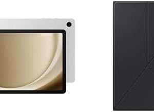 SAMSUNG Galaxy Tab A9+ 10.9” + Galaxy Tab A9+ Book Cover (Black) 64GB Android Tablet, Big Screen, Quad Speakers, Upgraded Chipset, Multi Window Display, Slim, Durable, US Version, 2023, Silver