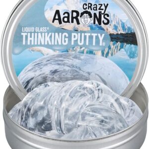 Crazy Aaron's Liquid Glass Thinking Putty 4 Inch Tin (3.2 oz) - See-Through Putty, Soft Texture - Never Dries Out