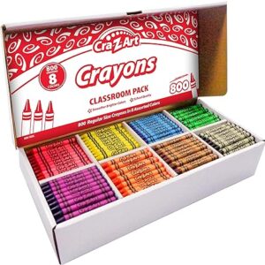 Cra-Z-Art Crayon Bulk Class Pack 800ct 8 Assorted Colors
